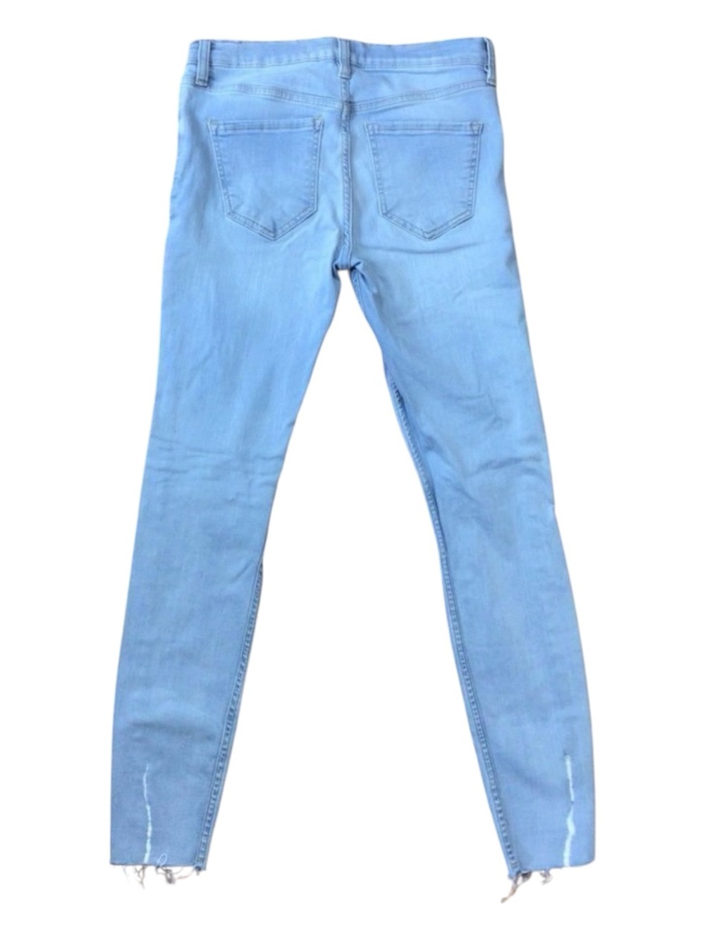 Free People Skinny Jeans Light Wash Distressed Raw Hem Mid Rise Women’s 26